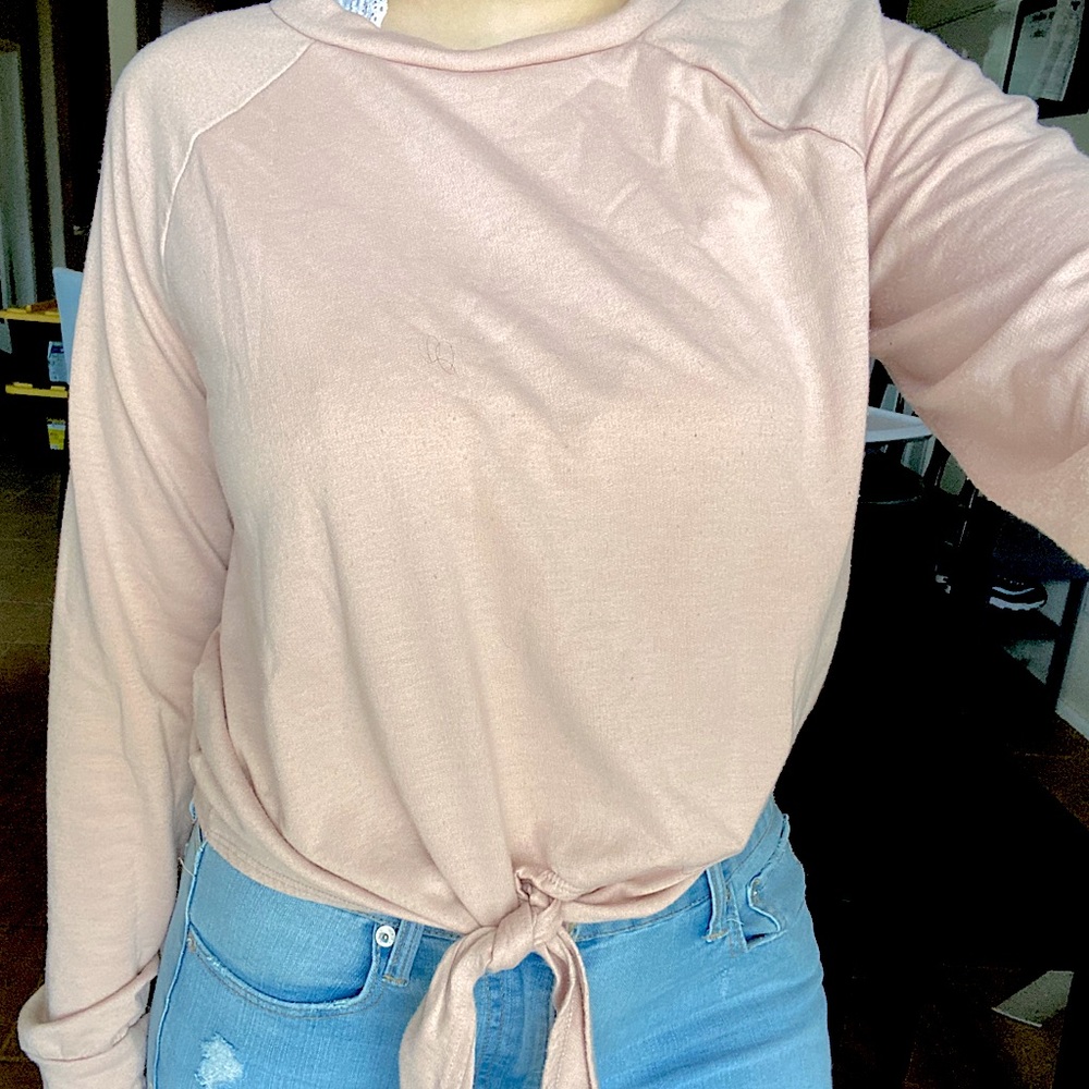 F21 Light pink front-tie shirt